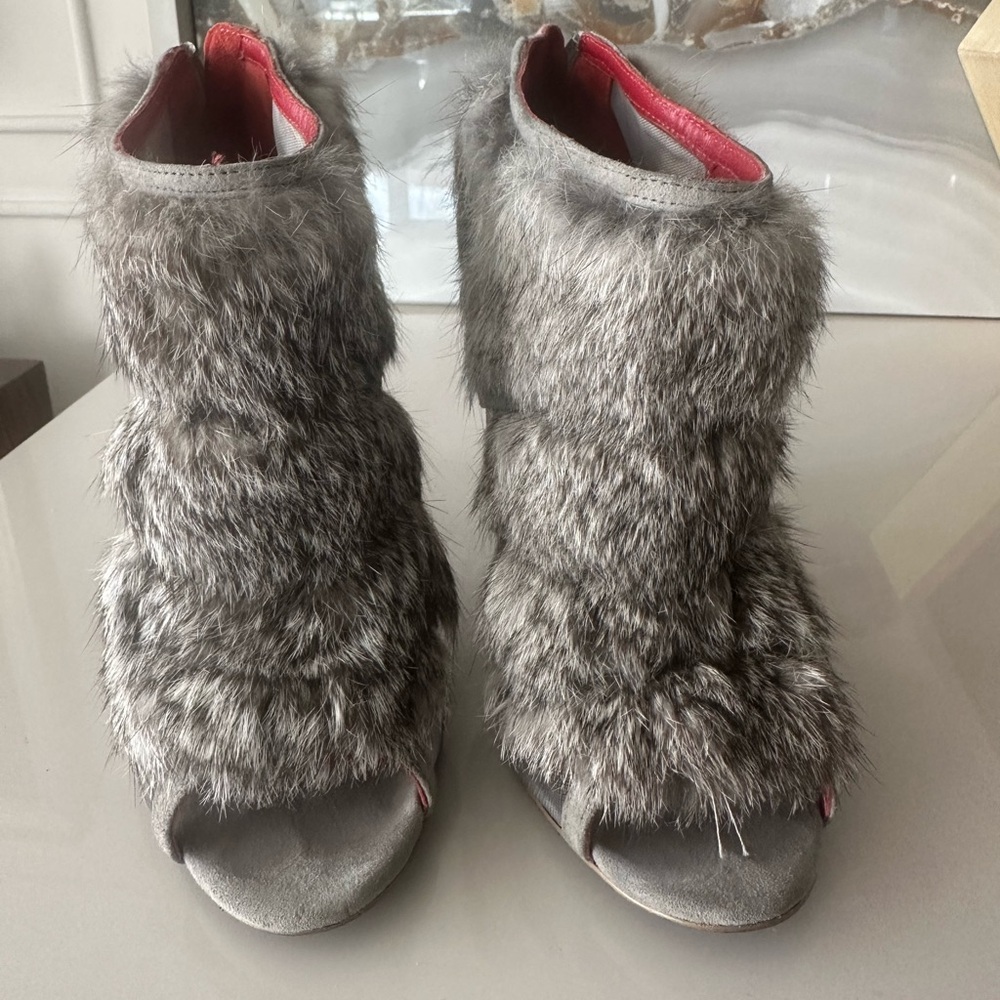 Charles Jourdan fur bootie